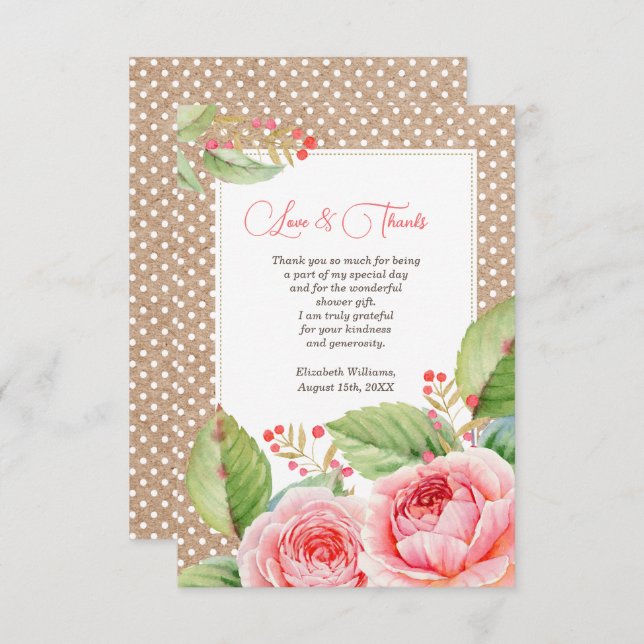 Bridal Shower Thank You Custom Flat Cards (Front/Back)