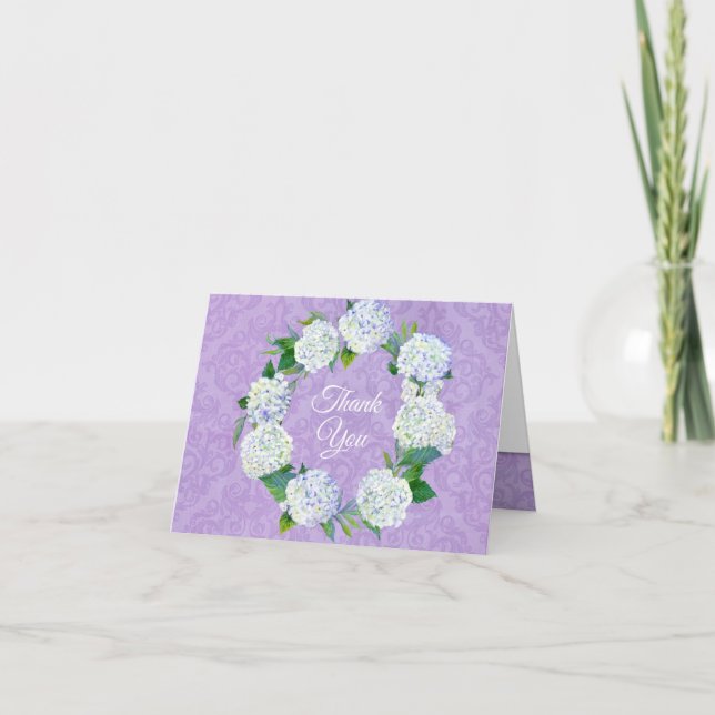 Bridal Shower Thank You Lavender Hydrangea Floral (Front)