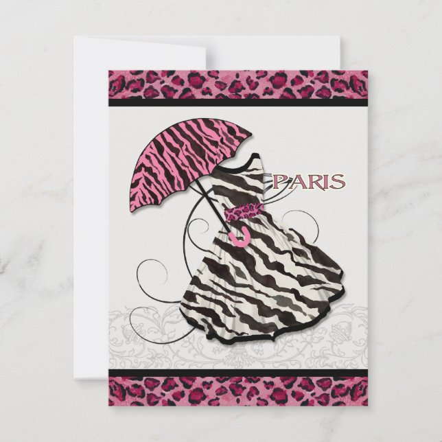 Bridal Shower Thank You Leopard Retro Dress, Paris (Front)