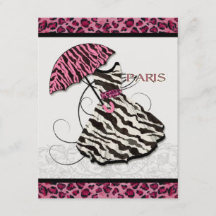 Bridal Shower Thank You Leopard Retro Dress, Paris Card