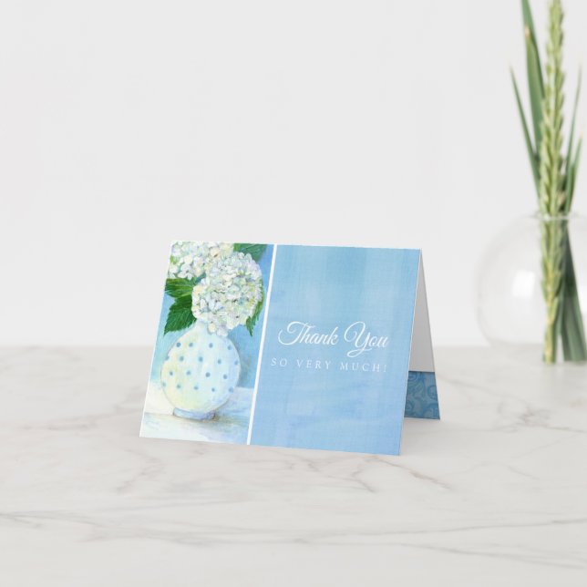 Bridal Shower Thank You Note Blue Hydrangea Floral (Front)