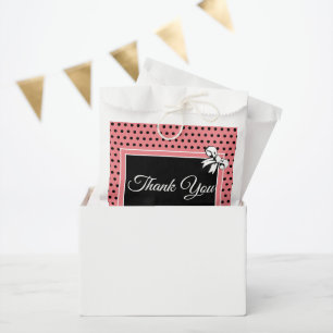 Bridal Shower Thank You Pink Black Polka Dots Bows Favour Bag