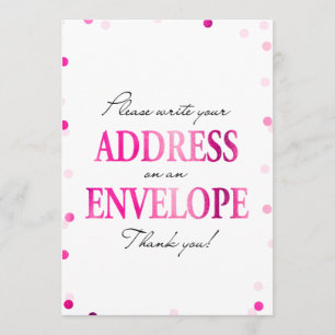 Bridal Shower Thank you Return Address Sign Card
