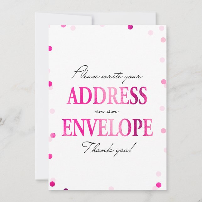 Bridal Shower Thank you Return Address Sign Card (Front)