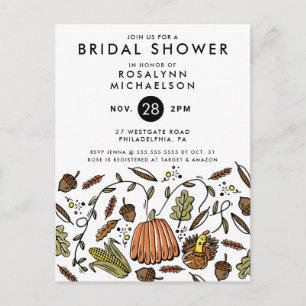 BRIDAL SHOWER   Thanksgiving Autumn Invitation Postcard