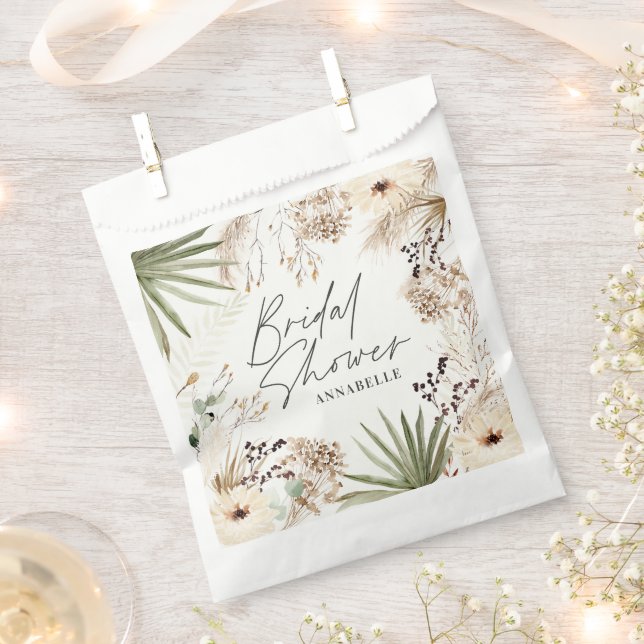 Bridal shower thankyou modern pampas grass foliage favour bag (Clipped)
