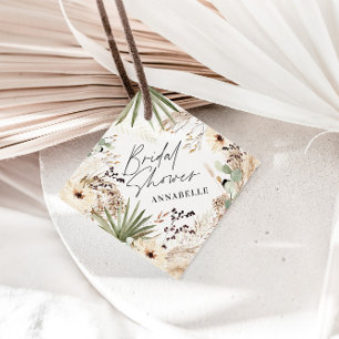 Bridal shower thankyou modern pampas grass foliage favour tags
