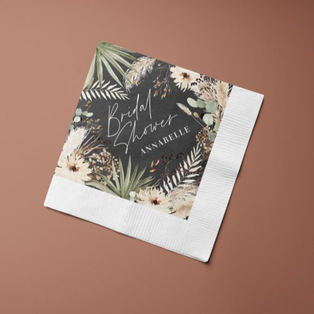 Bridal shower thankyou modern pampas grass foliage napkin (Creator Uploaded)
