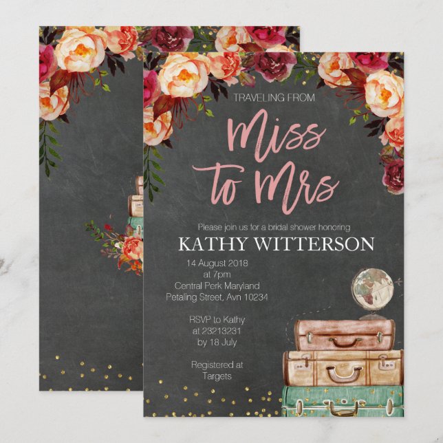 Bridal Shower Travel Invitation (Front/Back)