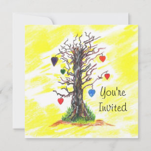 Bridal Shower Tree of Love Yellow Invitation