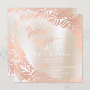Bridal Shower Tropical Leafs Ivory Rose Gold Invitation