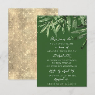 Bridal Shower Tropical Sage Green Gold Elegant  Invitation