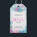 Bridal Shower Typography & Boho Flowers Gift Tags<br><div class="desc">"Bridal Shower" pink elegant moder script typography with colourful watercolors boho flowers.
Bright blue pink and purple tone with white background for your information.</div>