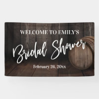 Bridal Shower Typography Rustic Wood Barrel