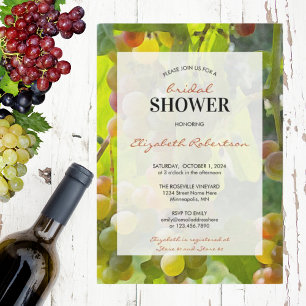 Bridal Shower Vineyard Wine Grapes themed Invitation