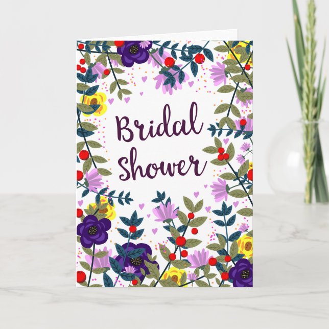 Bridal Shower Vintage Flowers Holiday Card (Front)