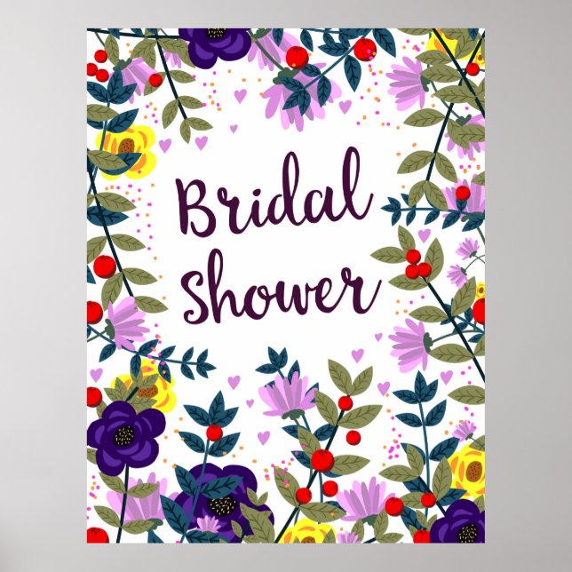 Bridal Shower Vintage Flowers Poster (Front)