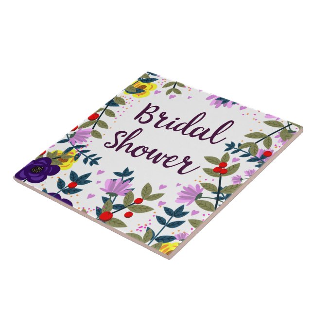 Bridal Shower Vintage Flowers Tile (Side)