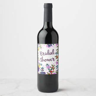 Bridal Shower Vintage Flowers Wine Label