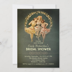bridal shower vintage girls invitations