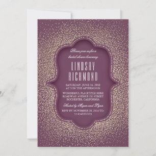 Bridal Shower Vintage Gold Glitter Plum Invitation