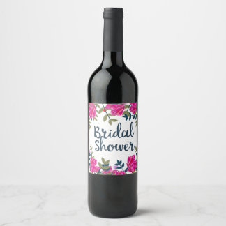Bridal Shower Vintage Roses Wine Label
