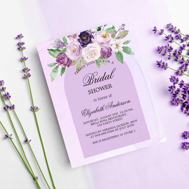 Bridal shower violet flowers invitation (Creator Uploaded)