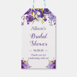 Bridal Shower Violet Purple Floral Favour Thank Yo Gift Tags