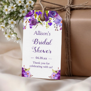 Bridal Shower Violet Purple Floral Favour Thank Yo Gift Tags