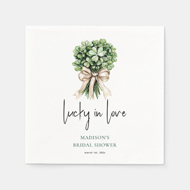 Bridal Shower Watercolor Clover Bouquet Napkin (Front)