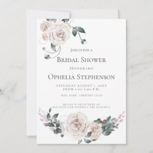 Bridal Shower   Watercolor Dusty Rose Announcement
