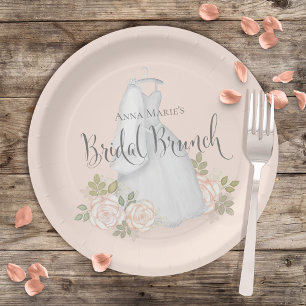 Bridal Shower Watercolor Elegant Floral Brunch Paper Plate
