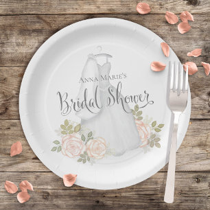 Bridal Shower Watercolor Elegant Modern Floral Paper Plate