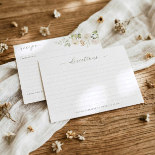 Bridal Shower Watercolor Floral Greenery Recipe Enclosure Card