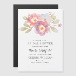 Bridal Shower Watercolor Floral Modern Botanical Magnetic Invitation