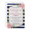 Bridal Shower Watercolor Floral Navy Blue Stripes