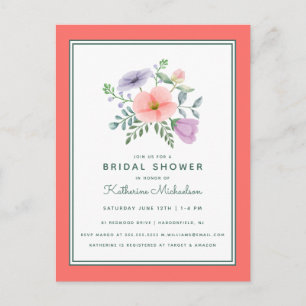 BRIDAL SHOWER   Watercolor Flower Bouquet Postcard