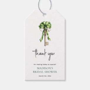 Bridal Shower Watercolor Gold Key & Clover Gift Tags
