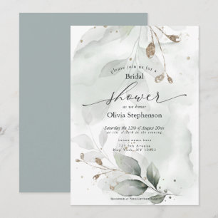  Bridal Shower Watercolor Greenery Invitation