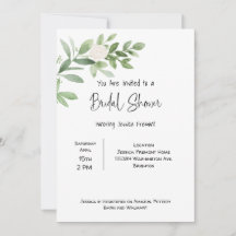 Bridal Shower Watercolor Invitation