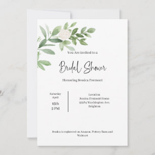 Bridal Shower Watercolor Invitation