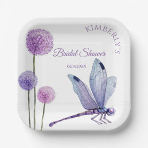 Bridal Shower Watercolor Purple Flowers  Paper Pla Plate