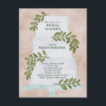 Bridal Shower Watercolor Wedding Cake Invitation Postcard<br><div class="desc">This pretty tiered wedding cake watercolor with greenery makes a lovely invitation for your bridal shower. You may customize all the text for your event.</div>