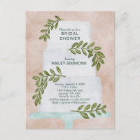 Bridal Shower Watercolor Wedding Cake Invitation