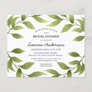 Bridal Shower Watercolor Willow Leaves Wreath