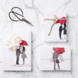 bridal shower wedding anniversary wrapping paper<br><div class="desc">Red umbrella love couple watercolor painting. Hand painted watercolor. Perfect for bridal shower, wedding gift, anniversary. Great for couple.</div>