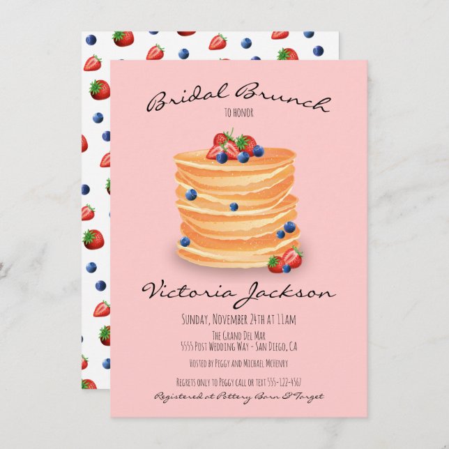 Bridal Shower Wedding Brunch Pancakes Invitation (Front/Back)