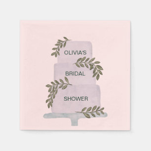 Bridal Shower, Wedding Cake with Greenery Napkin