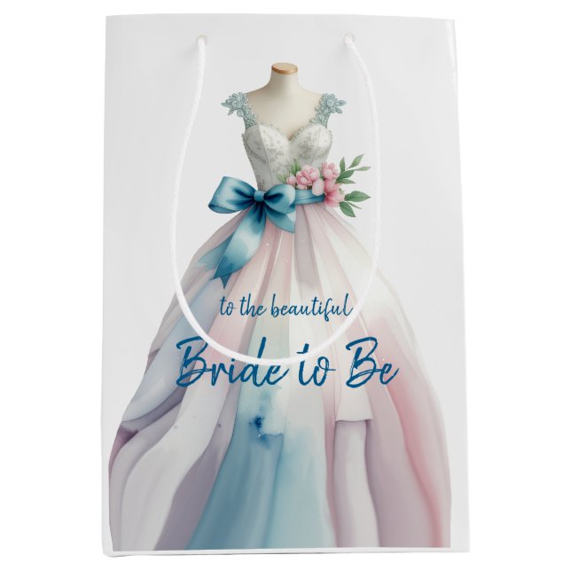 Bridal Shower Wedding Dress Bride to Be Medium Gift Bag (Front)
