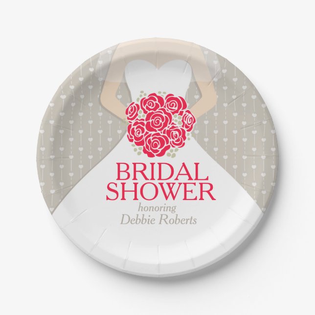 Bridal shower wedding dress custom paper plates (Front)